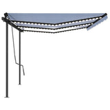 VidaXL Luifel automatisch met LED en windsensor 6x3 m blauw en wit
