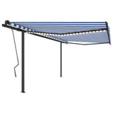 VidaXL Luifel handmatig uittrekbaar met LED 4x3,5 m blauw en wit