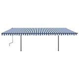 VidaXL Luifel handmatig uittrekbaar met LED 6x3,5 m blauw en wit