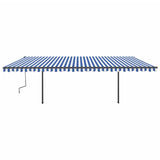 VidaXL Luifel automatisch uittrekbaar met palen 6x3,5 m blauw en wit