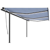 VidaXL Luifel automatisch met LED en windsensor 6x3,5 m blauw en wit