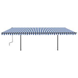 VidaXL Luifel automatisch met LED en windsensor 6x3,5 m blauw en wit