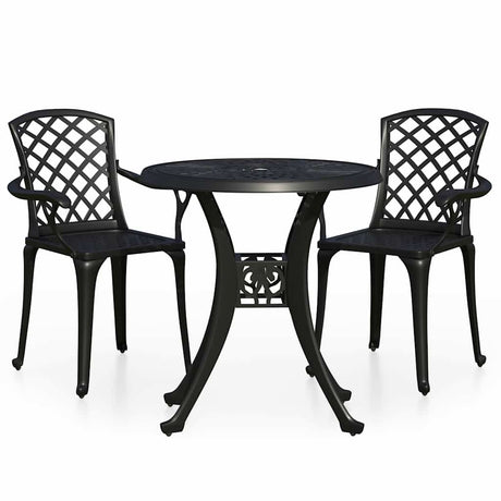 Vidaxl 3-delige bistroset gietaluminium zwart