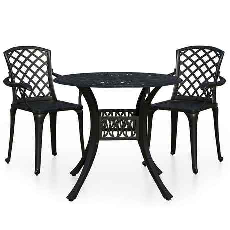 Vidaxl 3-delige bistroset gietaluminium zwart
