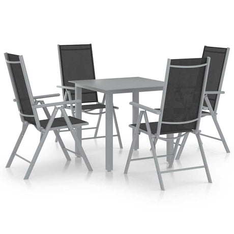 Vidaxl 5-delige tuinset aluminium zilverkleurig en zwart