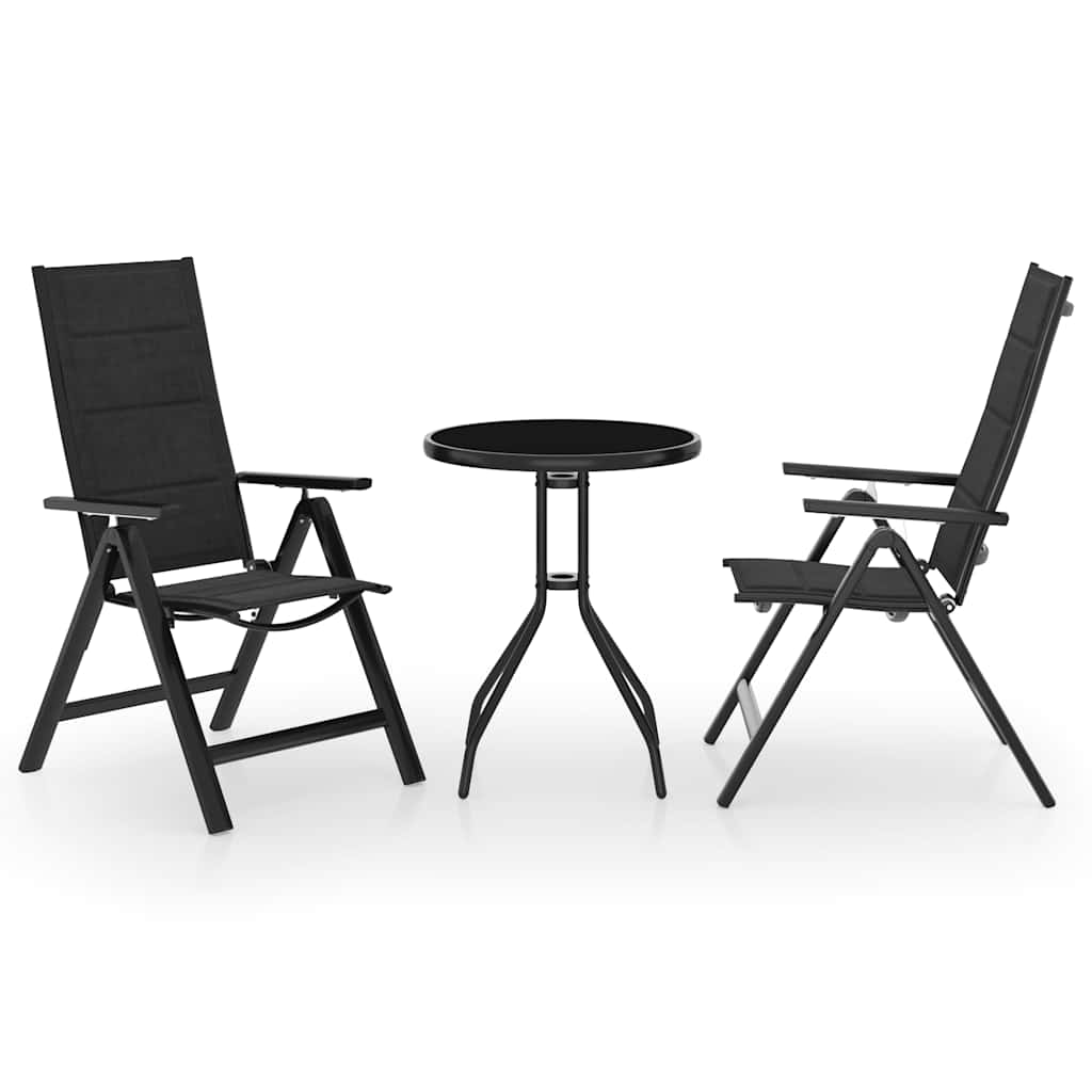 Vidaxl 3-delige bistroset zwart en atracietkleurig