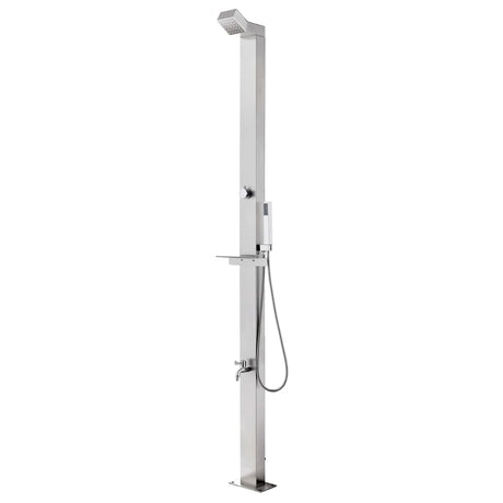 Vidaxl buitendouche met grijze basis 225 cm roestvrij staal