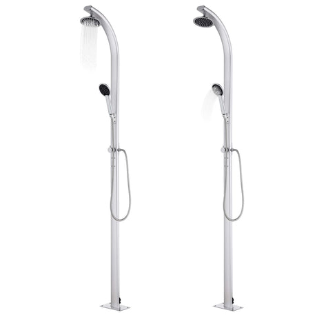 Vidaxl buitendouche met grijze basis 220 cm aluminium