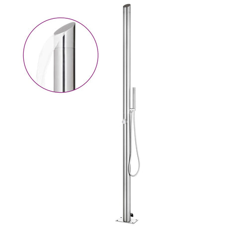 Vidaxl buitendouche met grijze basis 225 cm roestvrij staal