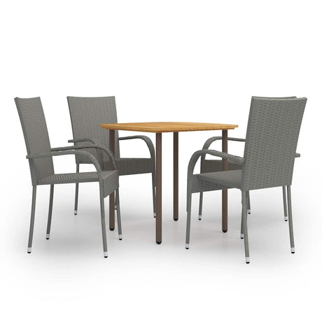 Vidaxl 5-delige tuinset poly rattan grijs