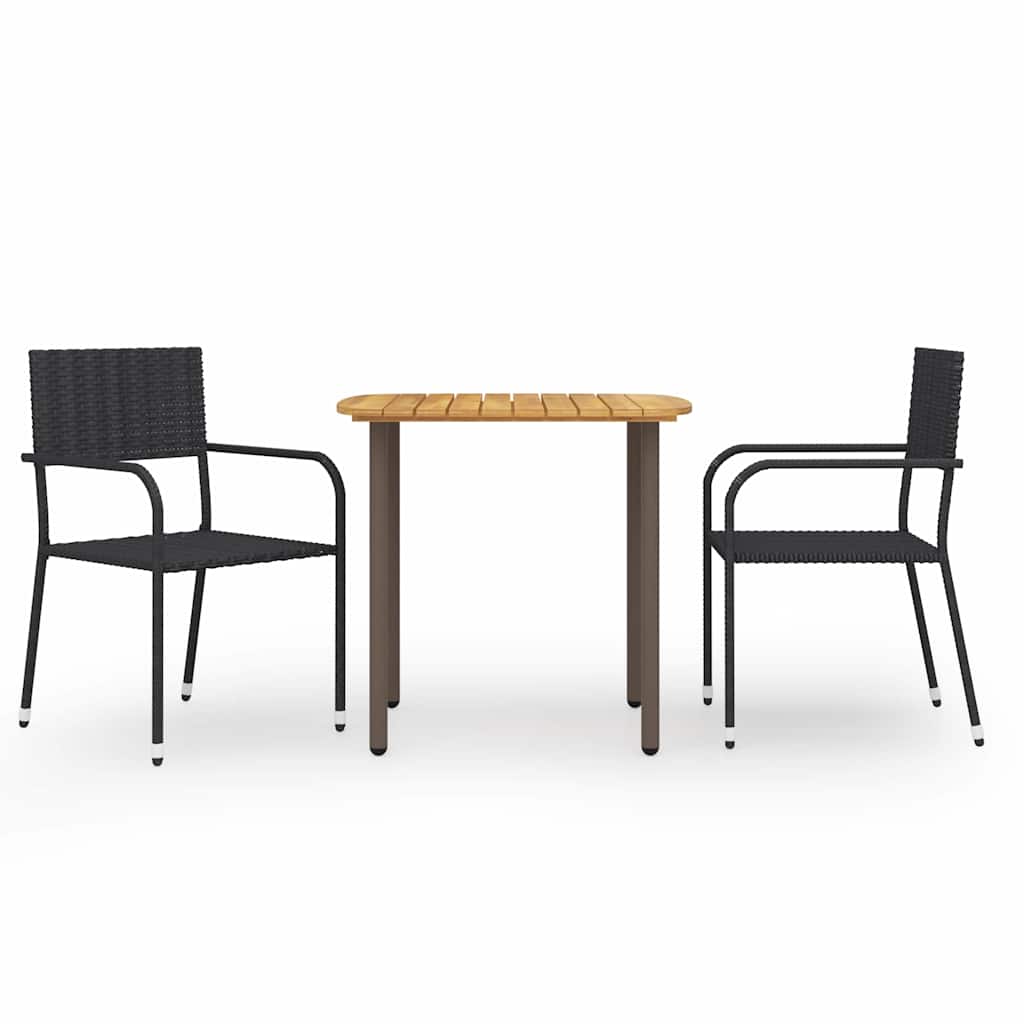 Vidaxl 3-delige tuinset poly rattan zwart
