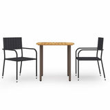 Vidaxl 3-delige tuinset poly rattan zwart