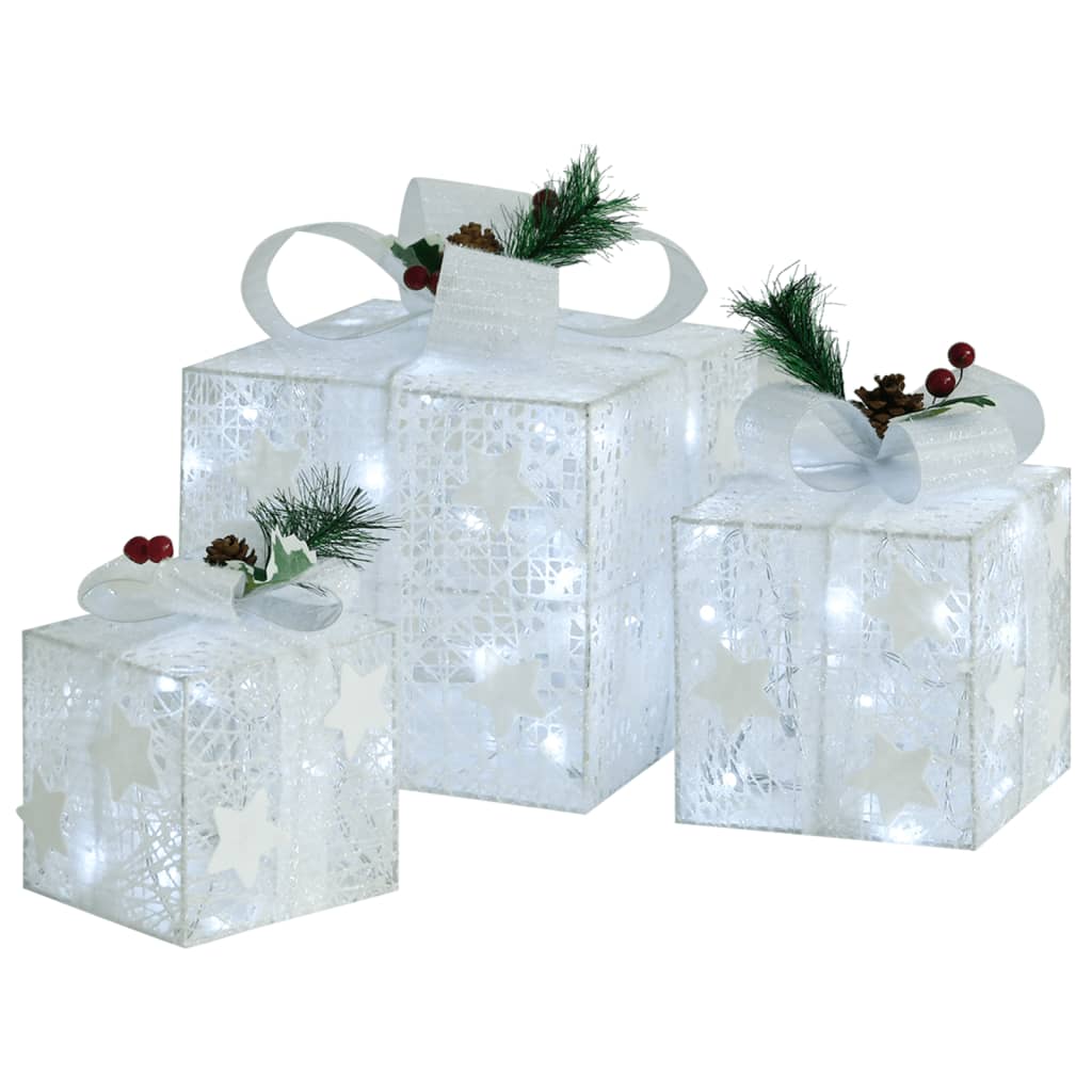 Vidaxl kerstdecoratie geschenkdozen 3 st binnen buiten wit