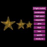VidaXL Kerstdecoratiesterren 3 st LED buiten binnen mesh goudkleurig