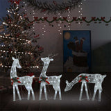 Vidaxl rendierfamilie kerstmis koudwit 270x7x90 cm mesh wit