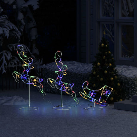 Vidaxl kerstdecoratie rendieren en slee 260x21x87 cm acryl meerkleurig