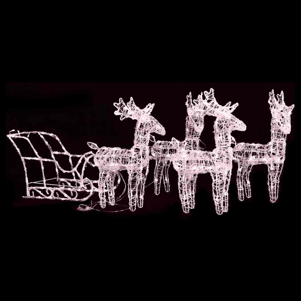 Vidaxl kerstdecoratie rendieren en slee 280x28x55 cm acryl