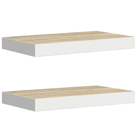 Vidaxl wandschappen 2 st zwevend 40x23x3,8 cm mdf eikenkleurig en wit