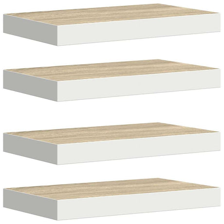 Vidaxl wandschappen zwevend 4 st 50x23x3,8 cm mdf eikenkleurig en wit