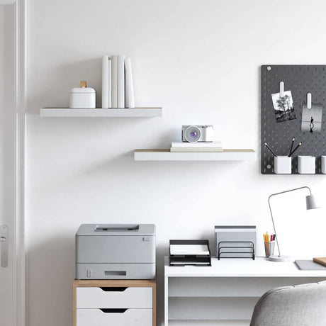 Vidaxl wandschappen zwevend 2 st 60x23,5x3,8 cm mdf eikenkleurig wit