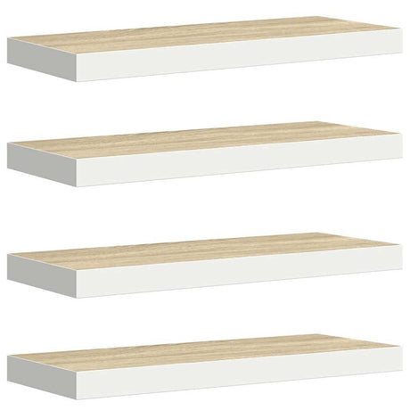 Vidaxl wandschappen zwevend 4 st 60x23,5x3,8 cm mdf eikenkleurig wit