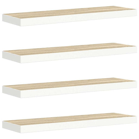 Vidaxl wandschappen zwevend 4 st 90x23,5x3,8 cm mdf eikenkleurig wit
