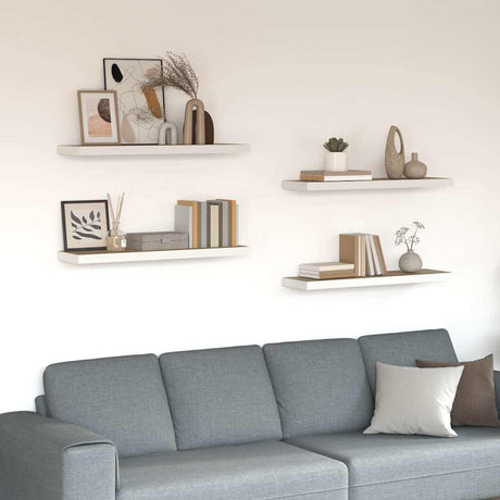 Vidaxl wandschappen zwevend 4 st 90x23,5x3,8 cm mdf eikenkleurig wit