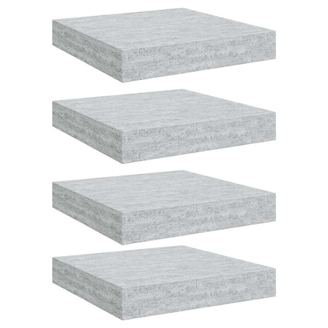 Vidaxl wandschappen 4 st zwevend 23x23,5x3,8 cm mdf betongrijs