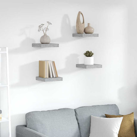 Vidaxl wandschappen 4 st zwevend 23x23,5x3,8 cm mdf betongrijs