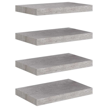 Vidaxl wandschappen 4 st zwevend 40x23x3,8 cm mdf betongrijs