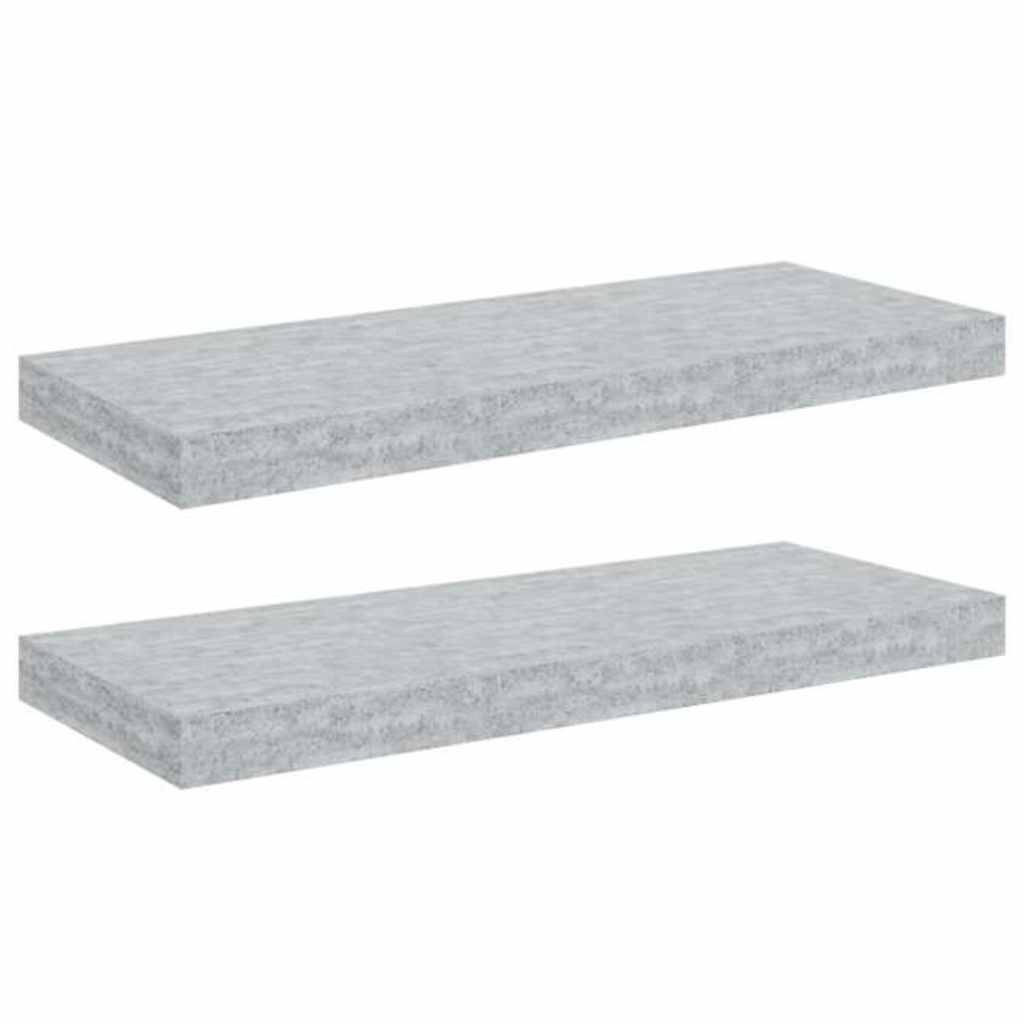 Vidaxl wandschappen zwevend 2 st 60x23,5x3,8 cm mdf betongrijs