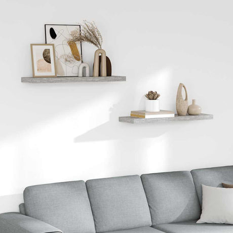 Vidaxl wandschappen zwevend 2 st 80x23,5x3,8 cm mdf betongrijs