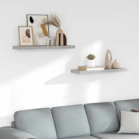 Vidaxl wandschappen zwevend 2 st 80x23,5x3,8 cm mdf betongrijs