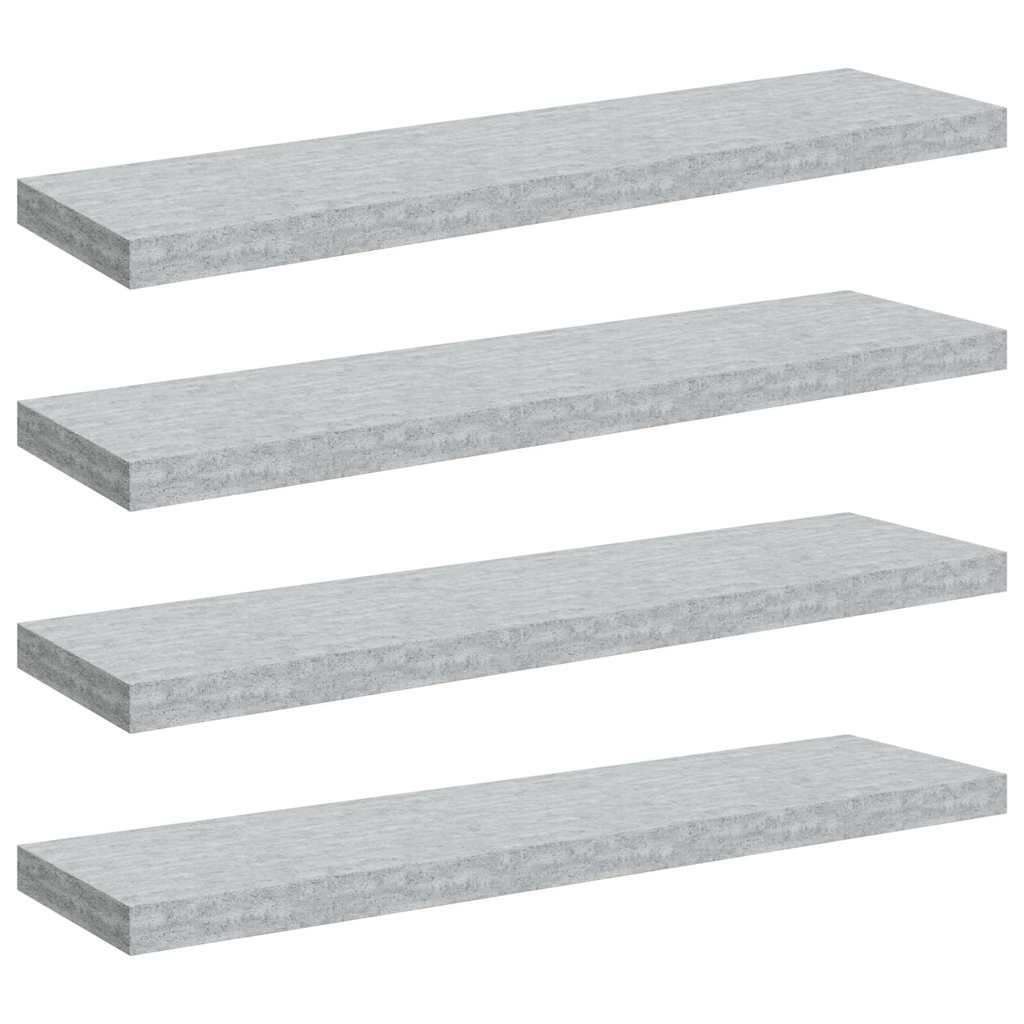Vidaxl wandschappen zwevend 4 st 90x23,5x3,8 cm mdf betongrijs