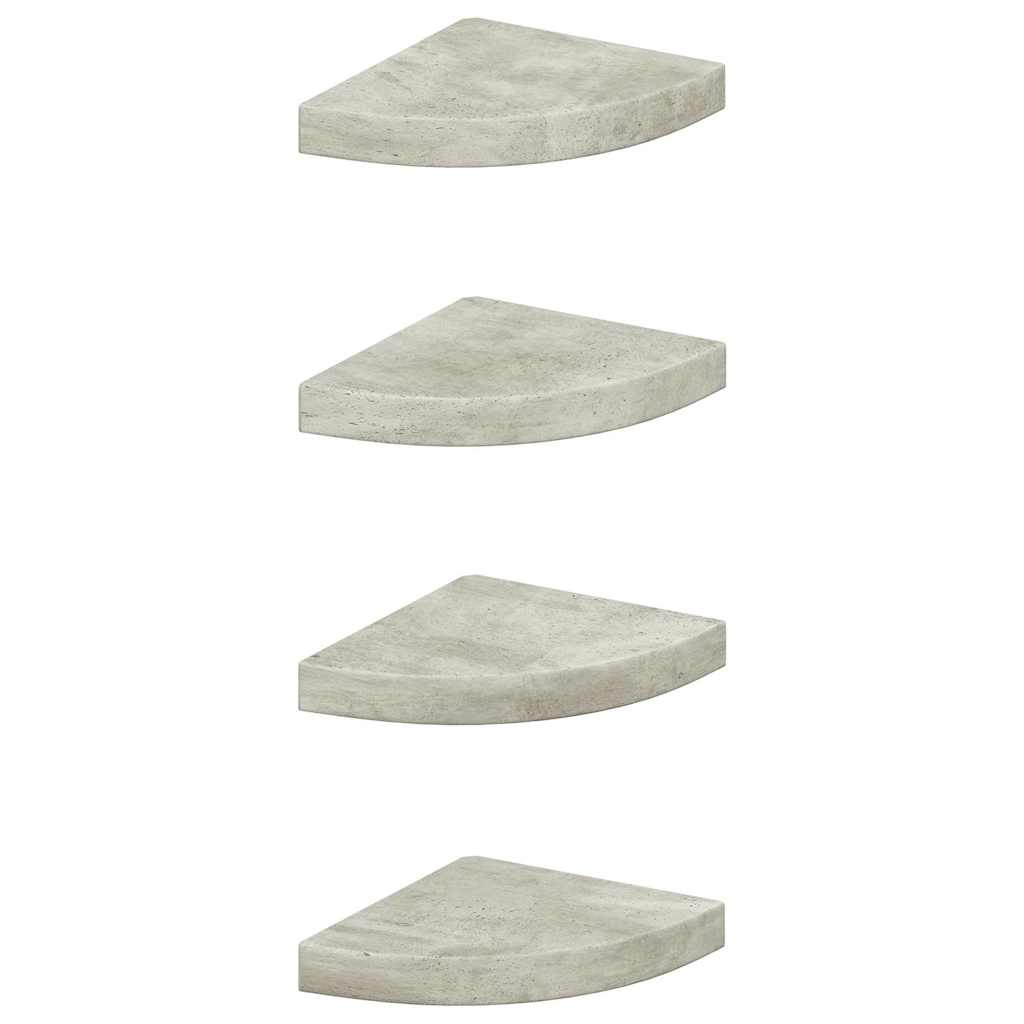 Vidaxl hoekwandschappen 4 st 25x25x3,8 cm mdf betongrijs