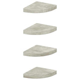 Vidaxl hoekwandschappen 4 st 25x25x3,8 cm mdf betongrijs