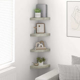 Vidaxl hoekwandschappen 4 st 25x25x3,8 cm mdf betongrijs