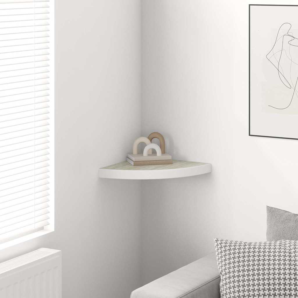Vidaxl hoekwandschap 35x35x3,8 cm mdf eikenkleurig en wit
