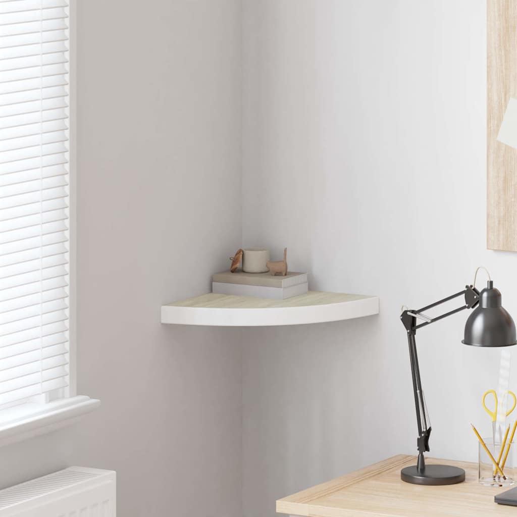 Vidaxl hoekwandschap 35x35x3,8 cm mdf eikenkleurig en wit