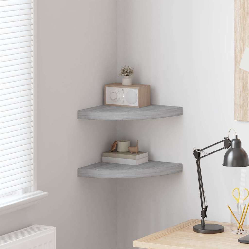 Vidaxl hoekwandschappen 2 st 35x35x3,8 cm mdf betongrijs