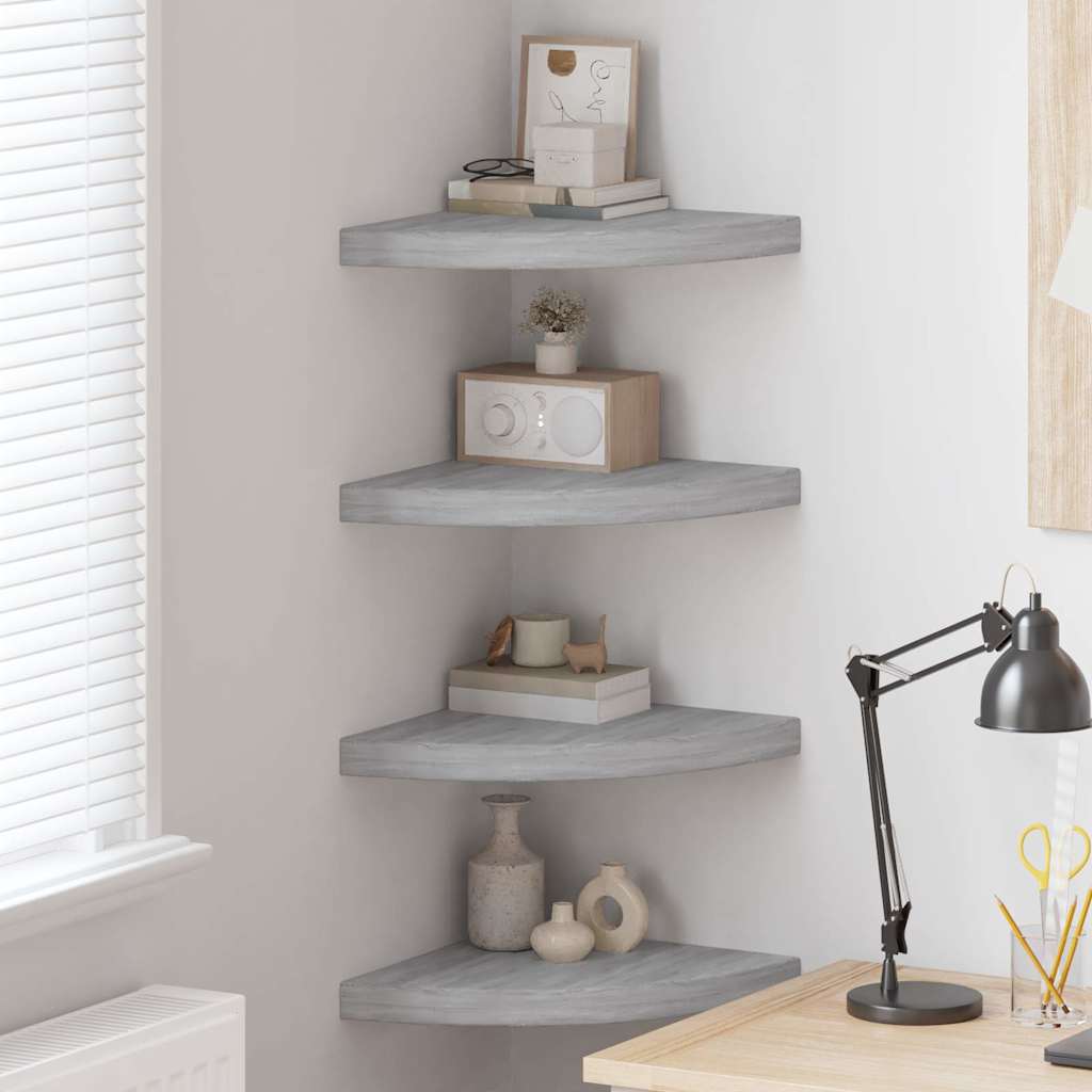 Vidaxl hoekwandschappen 4 st 35x35x3,8 cm mdf betongrijs