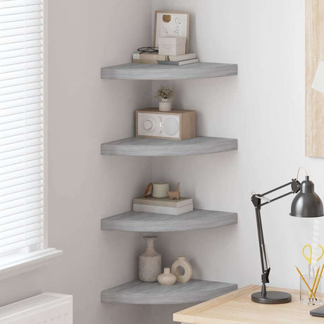Vidaxl hoekwandschappen 4 st 35x35x3,8 cm mdf betongrijs