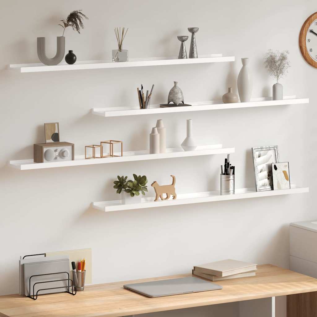 Vidaxl wandschappen 4 st 100x9x3 cm hoogglans wit