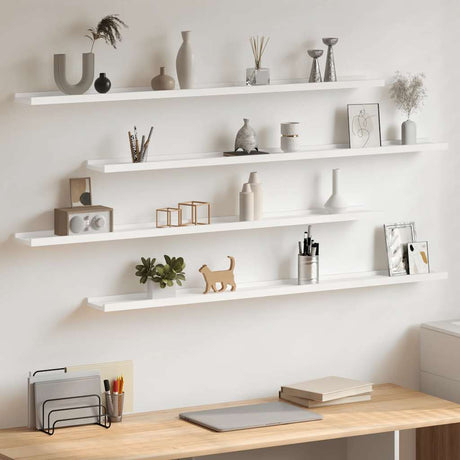 Vidaxl wandschappen 4 st 115x9x3 cm wit
