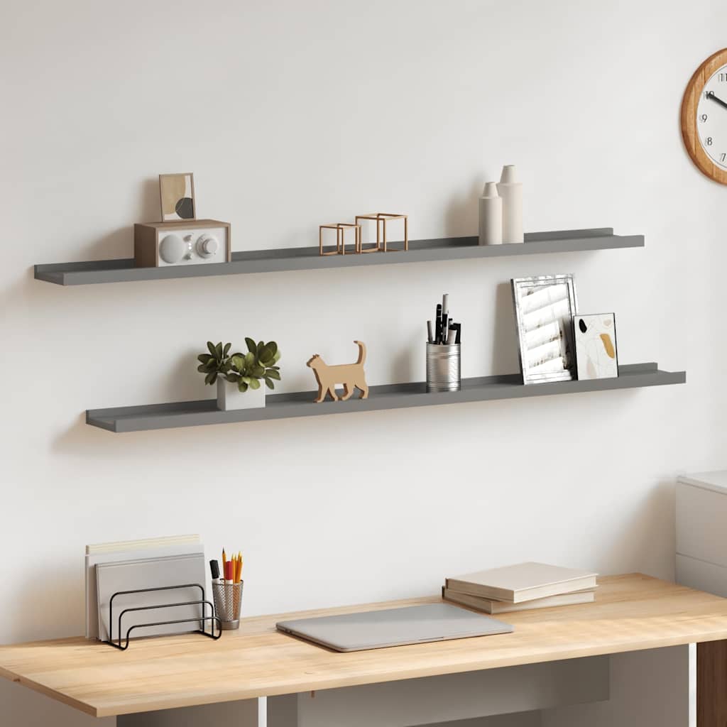 Vidaxl wandschappen 2 st 115x9x3 cm grijs