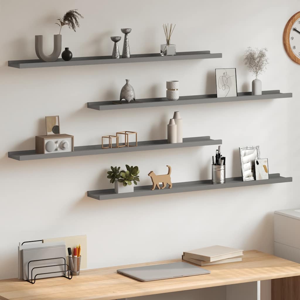 Vidaxl wandschappen 4 st 100x9x3 cm grijs