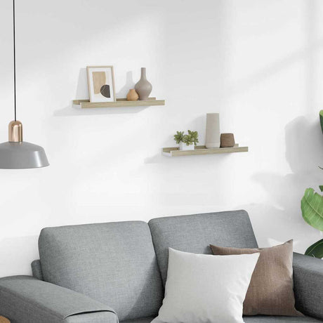 Vidaxl wandschappen 2 st 40x9x3 cm wit sonoma eikenkleurig
