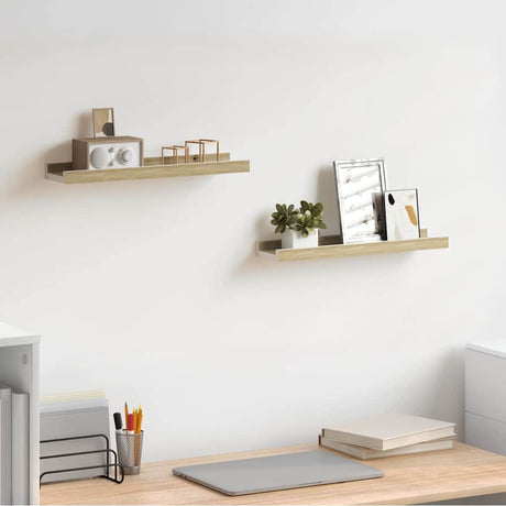Vidaxl wandschappen 2 st 40x9x3 cm wit sonoma eikenkleurig