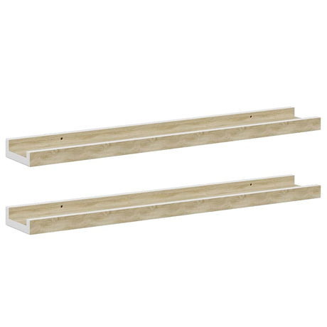 Vidaxl wandschappen 2 st 60x9x3 cm wit en sonoma eikenkleurig