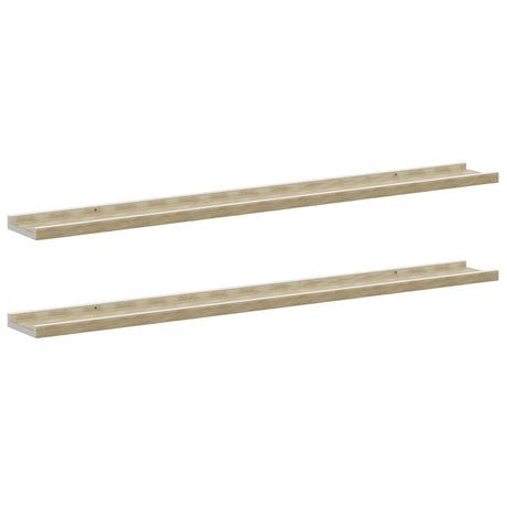 Vidaxl wandschappen 2 st 100x9x3 cm wit en sonoma eikenkleurig
